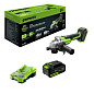 Угловая шлифовальная машина акк. Greenworks AG590, 24V, б/щет, 125 мм, 8500 об/мин,1х4Ач,ЗУ