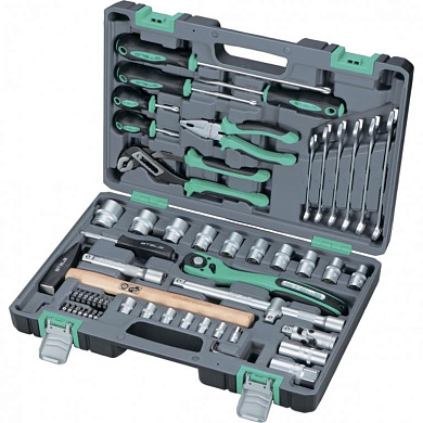 Набор инструмента, 1/2", Cr-V, S2, усиленный кейс, 58 предм.// Stels
