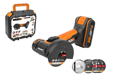 Угловая шлифмашина аккумуляторная WORX WX801, 20В, 76 мм, 1*2,0Ач, кейс