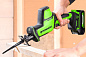 Пила сабельная акк. Greenworks GPT-CRS-25, 24V, б/щет, 0-3000/мин, рез 80 мм дер., LED, 1х4Ач,ЗУ,кор