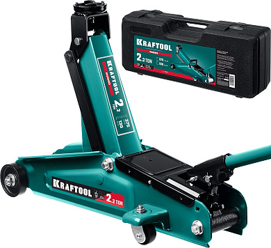 Домкрат подкатной KRAFTOOL RIGID 2.2т 130-375мм в кейсе