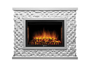 Портал Firelight Quadro 25 камень песчаник античный белый, белая эмаль