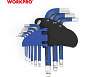 Набор шестигранных ключей SHORT с шаровидным наконечником 9шт WP222010 WORKPRO