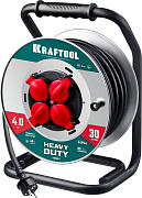 Силовой удлинитель на стальной катушке KRAFTOOL HEAVY DUTY 4.0, КГ 3х2.5 30м 4000Вт IP44