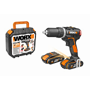 Дрель-шуруповерт ударная аккумуляторная WORX WX367, 20В, бесщеточная, 1,5 Ач x2, кейс