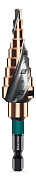 Сверло ступенчатое KRAFTOOL COBALT 4-20мм, 9 ступеней, азотирование, винтовая спираль