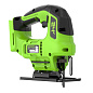 Лобзик акк. Greenworks GD24JS90, 24V, б/щет, 90 мм,0-3000/мин,4 ст.маятник,LED,1х4Ач,ЗУ