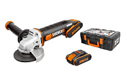 Угловая шлифмашина аккумуляторная WORX WX800, 20В, 115 мм, 2*2,0Ач, кейс