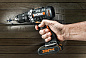 Дрель-шуруповерт ударная аккумуляторная WORX WX372.9, 20В, без АКБ и ЗУ