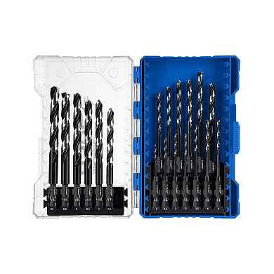 Набор сверл по металлу для винтовёртов и шуруповертов IMPACT READY ЗУБР НЕХ-1/4″, 19 шт 