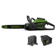 Цепная пила аккумуляторная Greenworks GD60CS40K2, 60V (40 см) бесщеточная, с АКБ 2 А.ч. и ЗУ