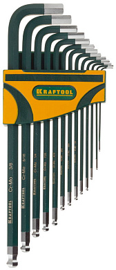 Набор длинных имбусовых ключей KRAFTOOL Industrie 13 шт