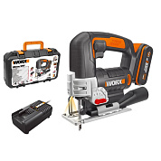 Лобзик аккумуляторный WORX W543, 20В, 2 Ач х1, кейс