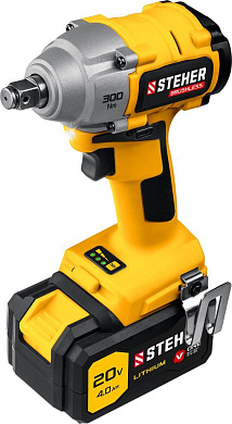 Бесщеточный гайковерт, 1 АКБ (4 Ач), в кейсе CWB-300-1 STEHER
