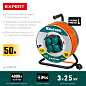 Силовой удлинитель на стальной катушке EXPERT KRAFTOOL ПВС 3х2.5 50м 4000Вт IP44