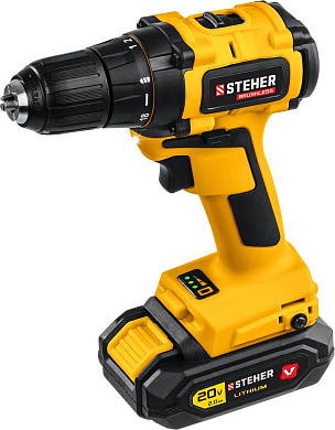 Бесщеточная дрель-шуруповерт, 1 АКБ (2 Ач), в кейсе CDB-200-1 STEHER