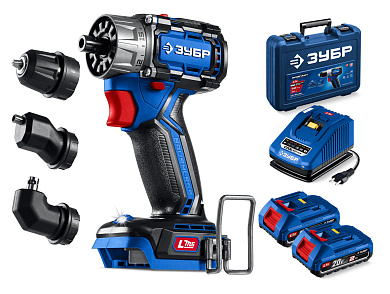Модульная дрель-шуруповерт ЗУБР КОМПАКТ Комби #2, 20 В, 50 Н·м, 2 АКБ LMS (2 А·ч)