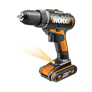 Дрель-шуруповерт аккумуляторная Worx WX101.1, 30Нм, 20В, АКБ x2 1,5А*ч, ЗУ 0,4А, кейс