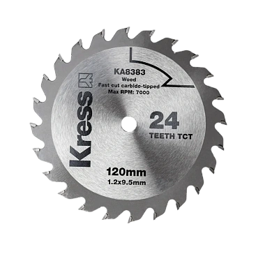 Диск твердосплавный KRESS KA8383 24T TCT 120х1,2х9,5 мм по дереву