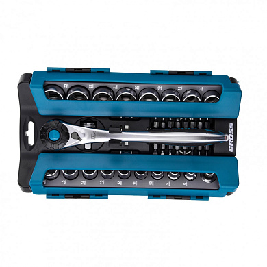Набор торцевых головок, трещотка 120 зубьев, 36 предметов, 1/2",3/8”, CrV Gross