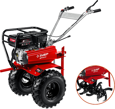 Усиленный бензиновый Мотоблок с понижающей передачей ЗУБР, 7 л.с. МТУ-450