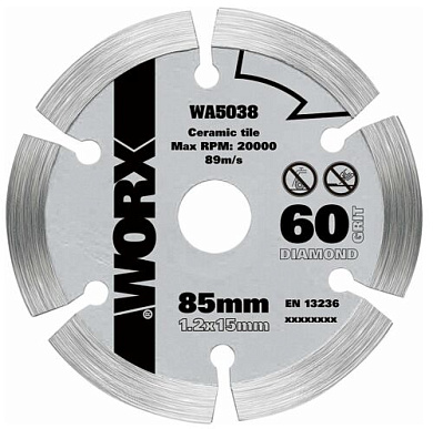 Пильный диск алмазный WORX WA5038 85х1,2х15