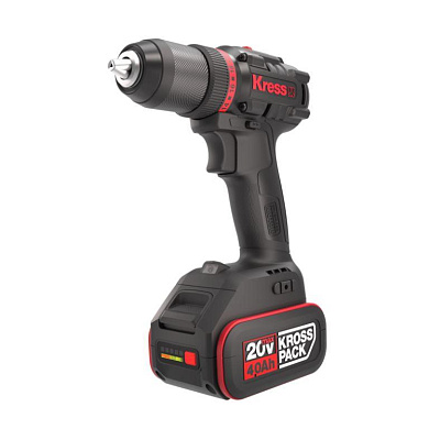 Дрель-шуруповерт аккумуляторная бесщеточная KRESS KUA71, 20В, 60Нм, 4Ач x2, ЗУ, кейс