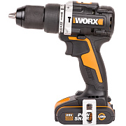Дрель-шуруповерт ударная аккумуляторная WORX WX352.1, 60Нм, 20В, бесщеточная, 4Ач x2, ЗУ 2А, кейс