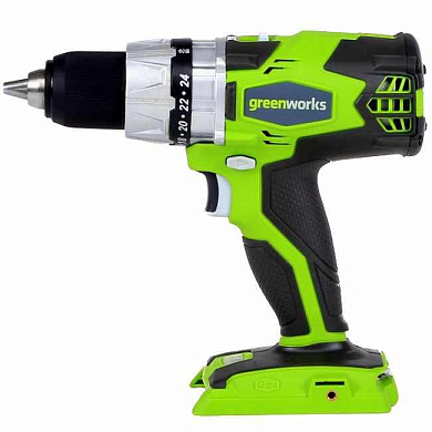 Дрель-шуруповерт аккумуляторная Greenworks GD24BD, 24V, бесщеточная, (без АКБ и ЗУ)