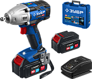 Ударный бесщеточный гайковерт, 2 АКБ (4 Ач), в кейсе GB-500-42 ЗУБР серия «ПРОФЕССИОНАЛ»