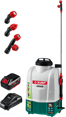 Опрыскиватель садовый ранцевый аккумуляторный ЗУБР 10 л бак, 1 АКБ (4Ач)