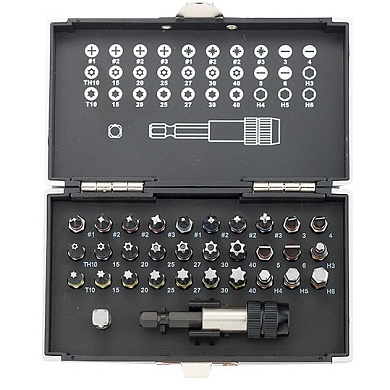 Набор бит, магнитный адаптер,сталь S2,пластиковый кейс,32 предм.// Gross