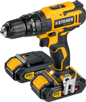 Дрель-шуруповерт ударная, 2 АКБ (2 Ач), в кейсе CDS-200-2 STEHER