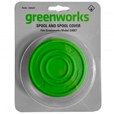 Катушка с леской и крышкой 2926207 для аккумуляторных триммеров Greenworks G40LT30 40V 2101507, GD40