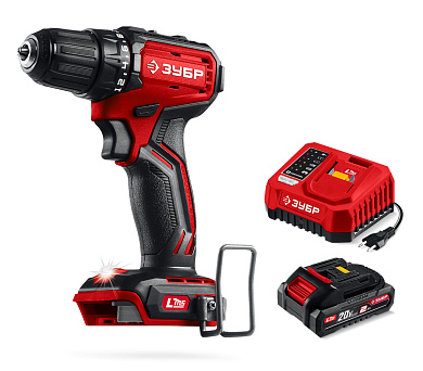 Бесщеточная дрель-шуруповерт ЗУБР 20 В, 45 Н·м, 1 АКБ LMS (2 А·ч)