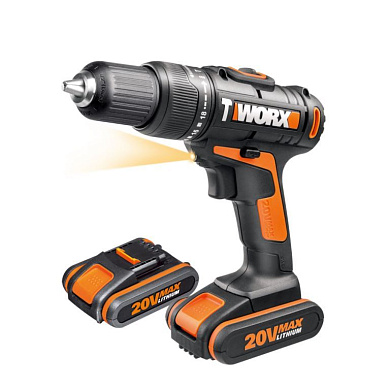 Дрель-шуруповерт ударная аккумуляторная WORX WX371.1, 20В, 40Нм,  2Ач x2, кейс