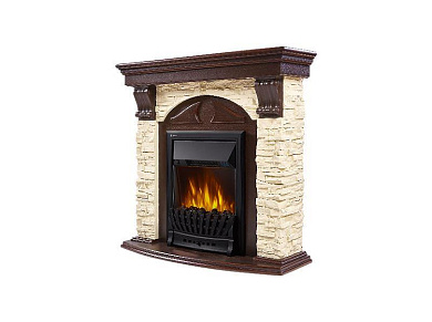 Портал Firelight Torre Classic камень слоновая кость, шпон темный дуб