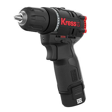 Дрель-шуруповерт аккумуляторная бесщеточная KRESS KUA24, 12В, 40Нм, 2.0Ач х2, ЗУ 1,5А, кейс.