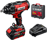 Гайковерт аккумуляторный ЗУБР 18В, 1 АКБ (4Ач), в кейсе, ударный ГУЛ-410-41