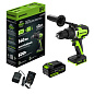 Дрель-шуруповерт ударная Greenworks GD24DD140, 24V,б/щет,0-550/0-2100 об/мин,70/140Нм,1x4Ач,ЗУ