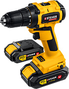 Бесщеточная дрель-шуруповерт 2 АКБ (2Ач), в кейсе. CDB-200-2 STEHER