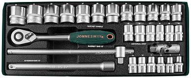 Набор головок торцевых 1/2"DR, 8-34 мм, 28 предметов Jonnesway