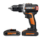 Дрель-шуруповерт аккумуляторная WORX BL WX175, 20В, бесщеточная, 2Ач x2, кейс