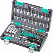 Набор инструмента, 1/4", Cr-V, S2, усиленный кейс, 47 предм. Stels