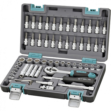 Набор инструментов, 1/4", CrV, пластиковый кейс 57 предм Stels