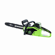 Цепная пила аккумуляторная Greenworks Арт. 2005807UB, 40V, 40 см, бесщ, до 1,8 КВт, с 1хАКБ 4Ач и ЗУ