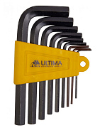 Набор ключей имбусовых Ultima HEX, 1,5–10 мм, CrV, 9 шт., окид, короткие