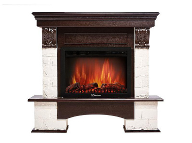 Портал Firelight Forte 25S камень белый, шпон темный дуб