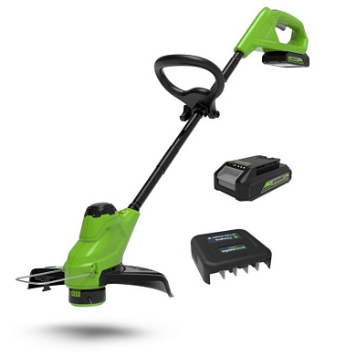 Триммер аккумуляторный Greenworks, 24 V, 25 см,  с АКБ 2АЧ и ЗУ (2107207SA)