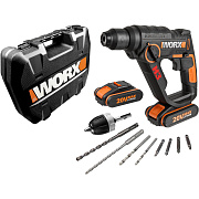 Перфоратор аккумуляторный аккумуляторный WORX WX 390.1, 20В, 2 Ач x 2,, кейс